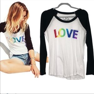 NWT Chaser LOVE Long Sleeve Baseball Tee Small